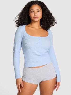 PINK Top piżamowy termiczny Henley