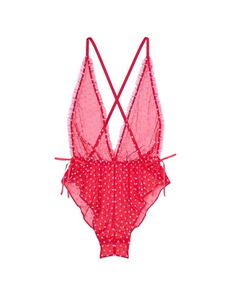 Body z siateczki z motywem serduszek Tease Mini Hearts. Produkt ma kolor wzorzysty i pochodzi z kolekcji Victoria's Secret. 