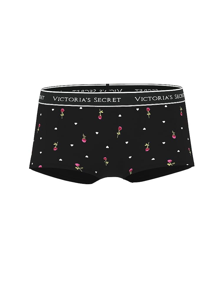Majtki bawełniane szorty z logo w talii Boyshort. Produkt ma kolor kwiatowe i pochodzi z kolekcji Cotton. 