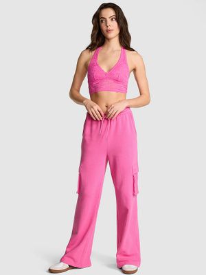 PINK Szerokie spodnie cargo z polaru Ivy