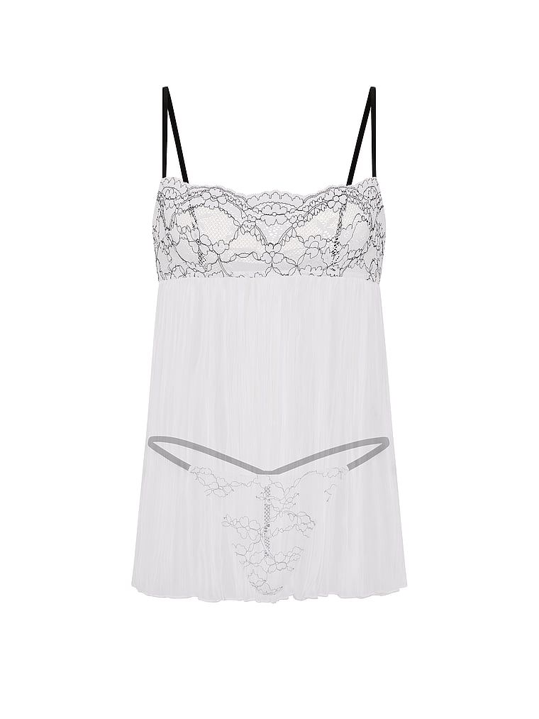 Halka i stringi Dream Lace Pleated Babydoll. Produkt ma kolor wielokolorowy i pochodzi z kolekcji Dream Angels. 