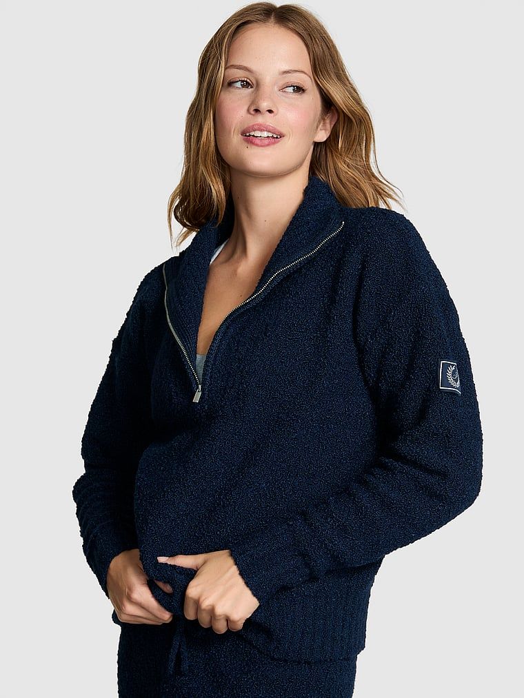 Sweter z półzamkiem z bouclé