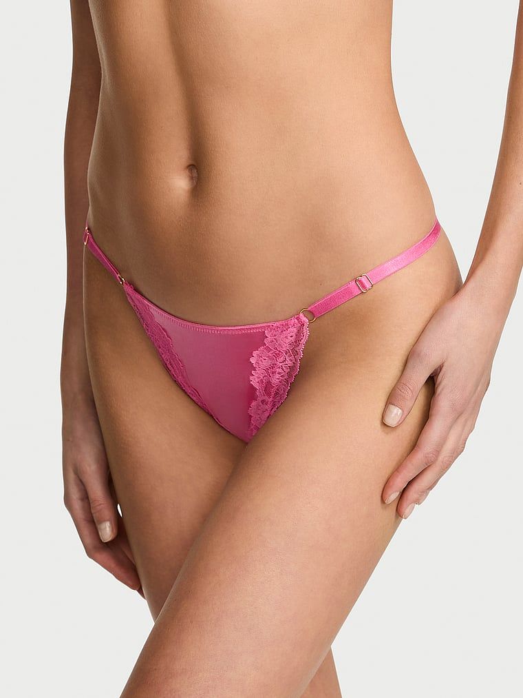Very Sexy Stringi z koronką z regulowanymi paskami Lace-Trim V-String