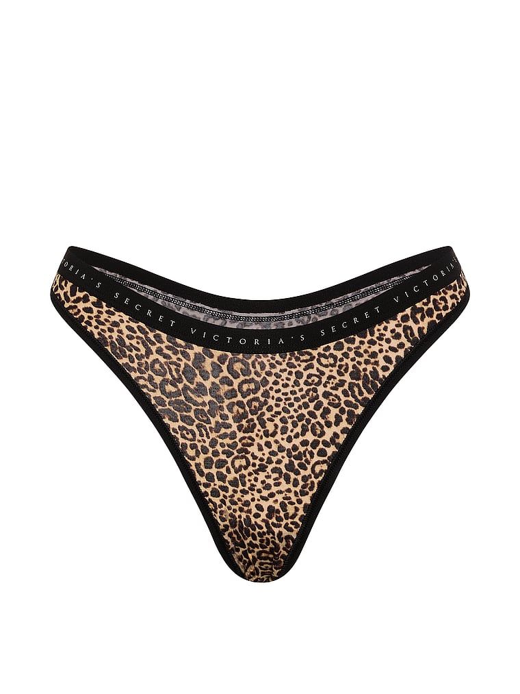 Stringi bawełniane High-Leg Scoop. Produkt jest wzorzysty i pochodzi z kolekcji Victoria's Secret. 