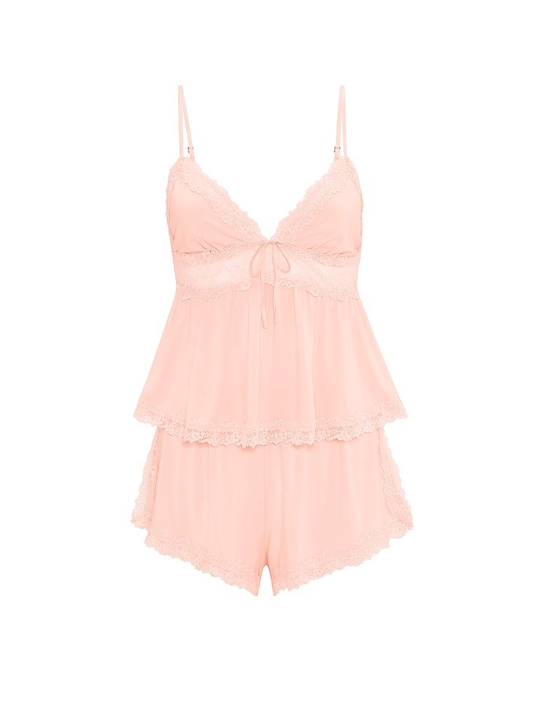 Zestaw do spania z modalu - top na ramiączkach i szorty SoSoft. Produkt ma kolor różowy i pochodzi z kolekcji Victoria's Secret. 