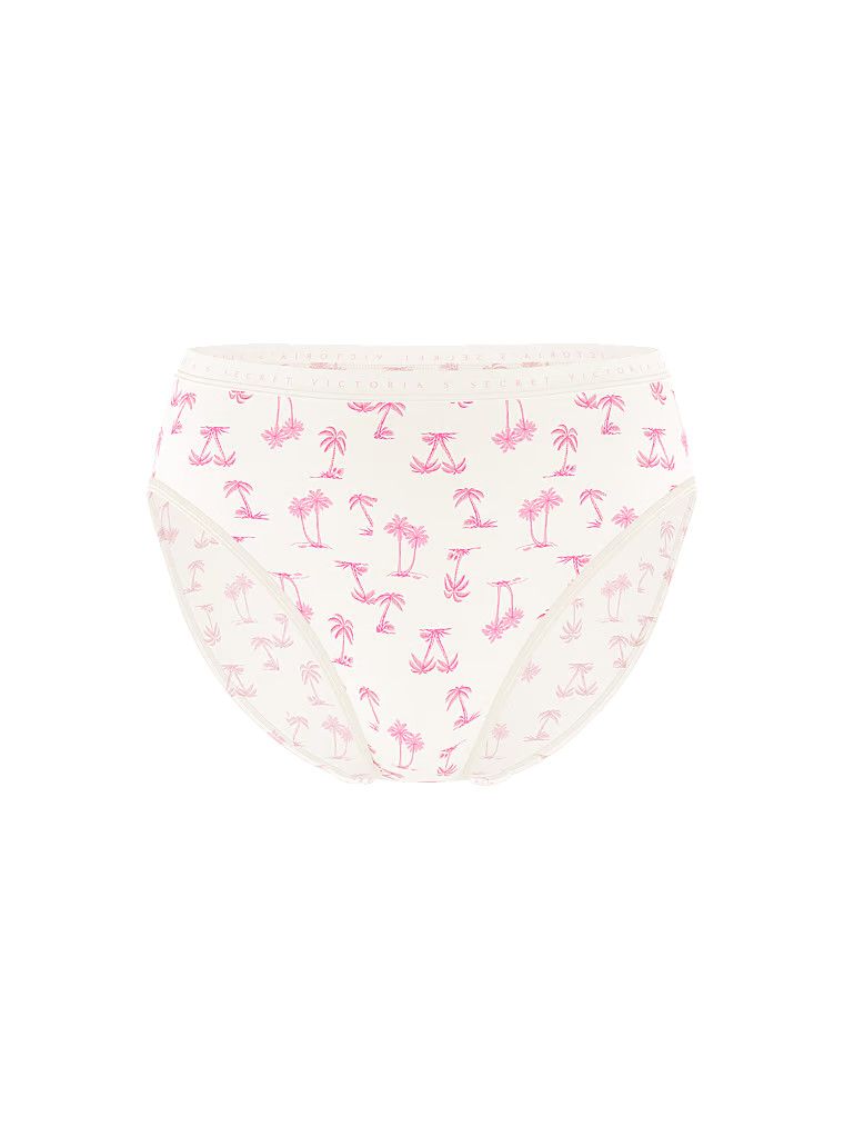 Majtki bawełniane figi z wysoko wyciętymi nogawkami High-Leg Brief. Produkt jest wzorzysty i pochodzi z kolekcji Victoria's Secret. 