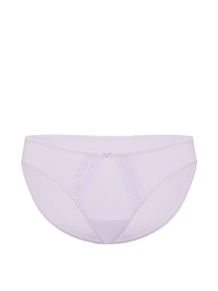 Majtki bawełniane z koronką Bikini. Produkt ma kolor fioletowy i pochodzi z kolekcji Victoria's Secret. 