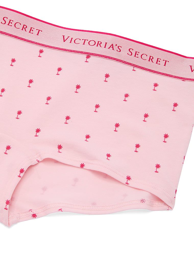 Majtki bawełniane szorty z logo w talii Boyshort. Produkt jest wzorzysty i pochodzi z kolekcji Cotton. 