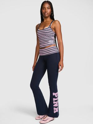 PINK Legginsy dzwony All-Day Cotton z wywijanym pasem