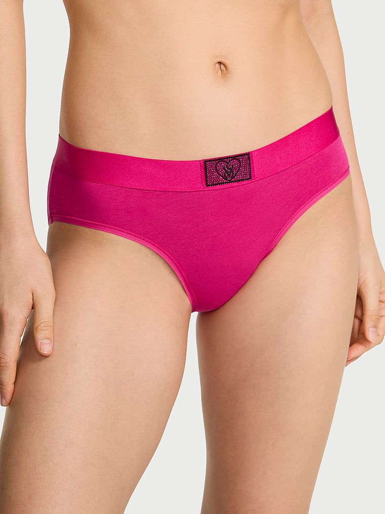 Majtki bawełniane z błyszczącym logo Heart Shine Patch Hiphugger. Produkt ma kolor różowy i pochodzi z kolekcji Cotton. 