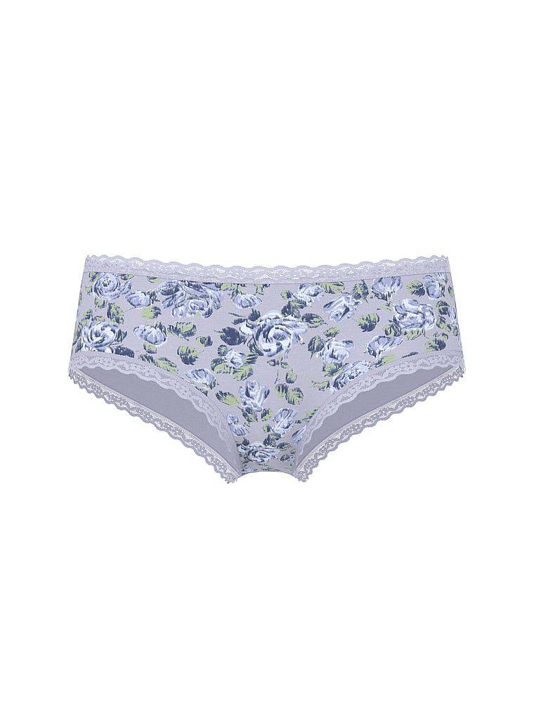 Majtki bawełniane z koronką na krawędziach Lace-Waist Cheeky. Produkt ma wzór kwiatowy i pochodzi z kolekcji Lace Trim. 