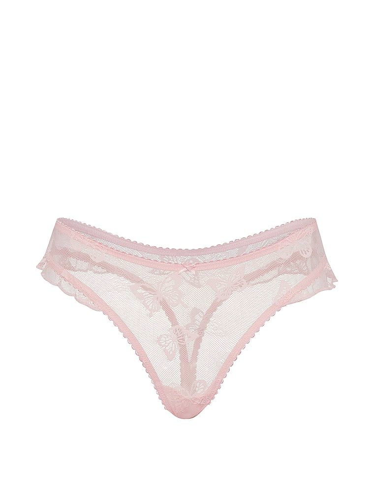 Stringi z motywem motyli Butterfly. Produkt ma kolor różowy i pochodzi z kolekcji Lacie. 