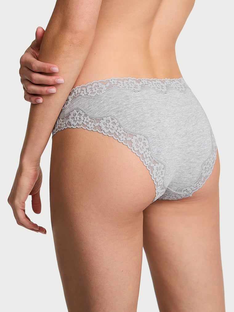 Majtki bawełniane z koronką Lace-Trim Bikini. Produkt ma kolor szary i pochodzi z kolekcji Lace Trim. 
