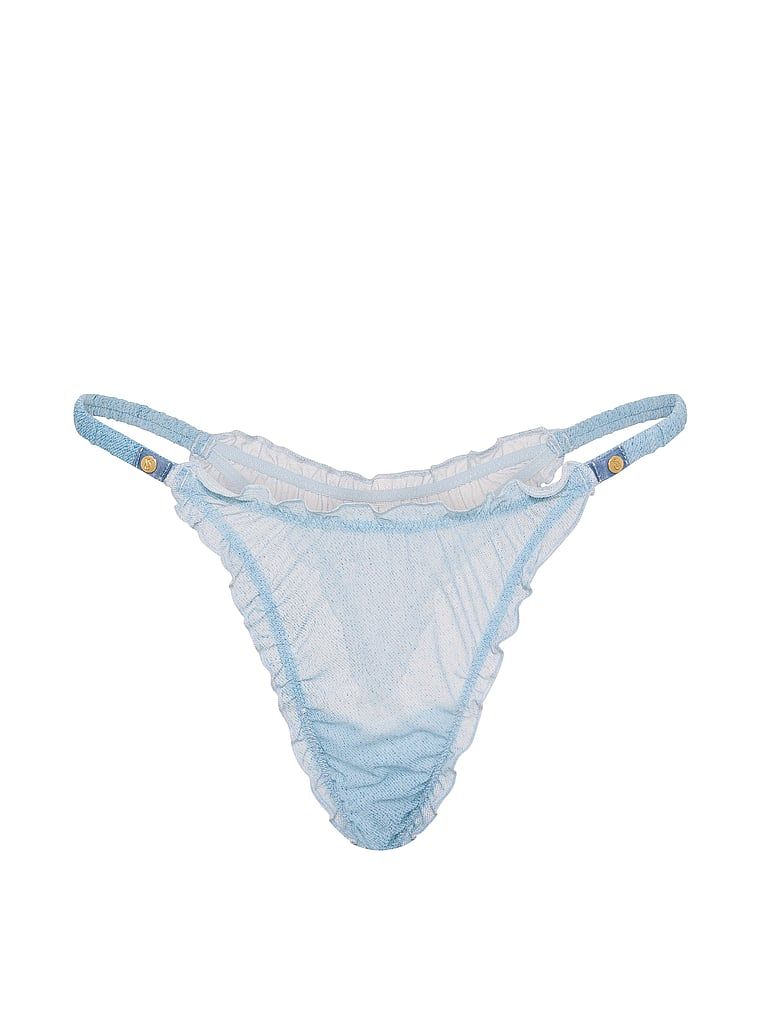 Stringi z falbankami Denim Mesh. Produkt jest wzorzysty i pochodzi z kolekcji Very Sexy. 