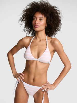 Trójkątny top bikini push-up wiązany na sznurkach