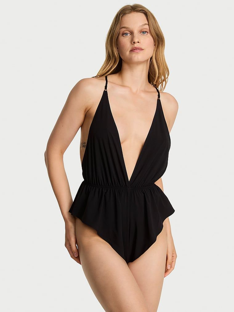 Very Sexy Kombinezon z szyfonu Lace-Up Flutter Romper