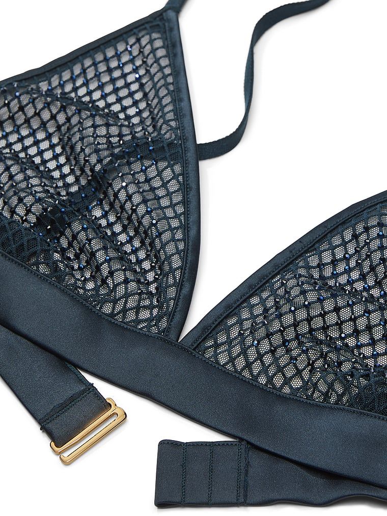Na zdjęciu widoczny jest detal, zbliżenie na biustonosz nieusztywniany braletka Ziggy Glam Shine Fishnet.