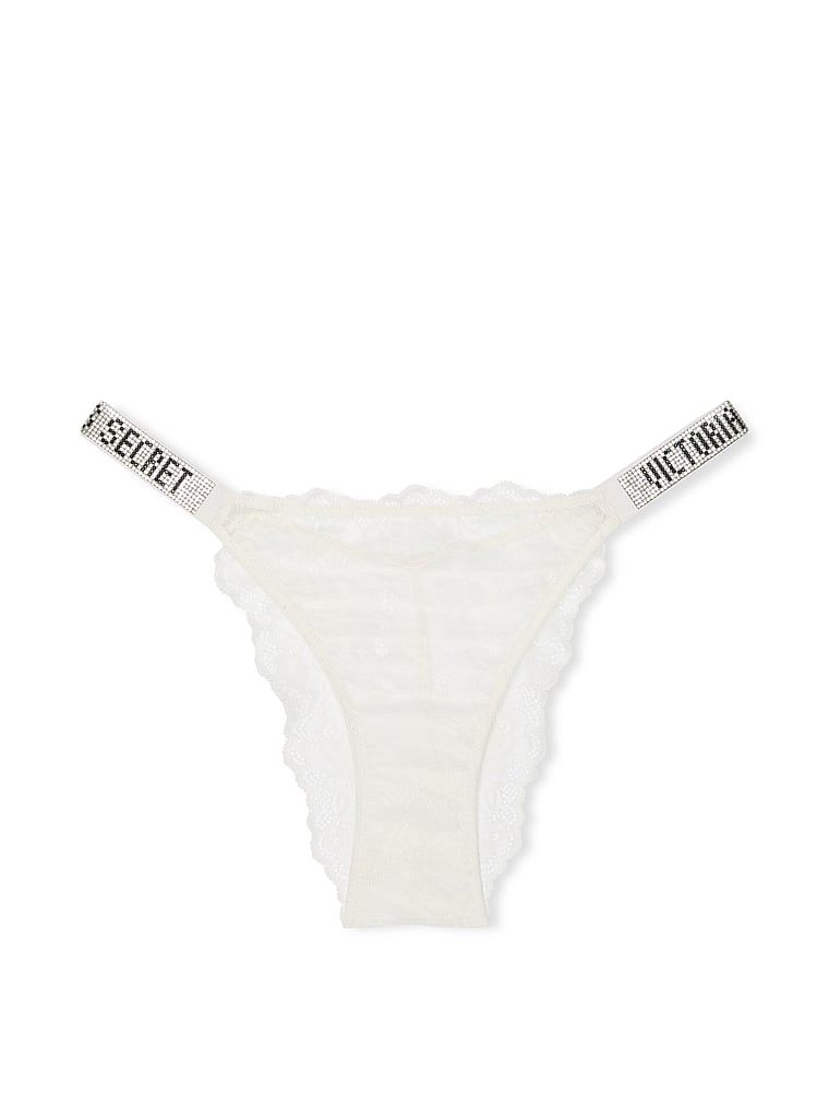 Majtki brazyliany z błyszczącymi paskami Shine Strap Brazilian. Produkt ma kolor biały i pochodzi z kolekcji Very Sexy. 