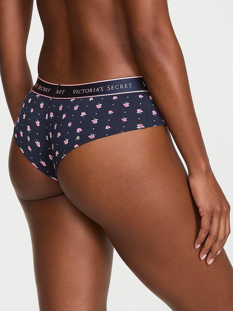 Majtki bawełniane z logo w talii Cheeky. Produkt ma kolor kwiatowy i pochodzi z kolekcji Cotton. 