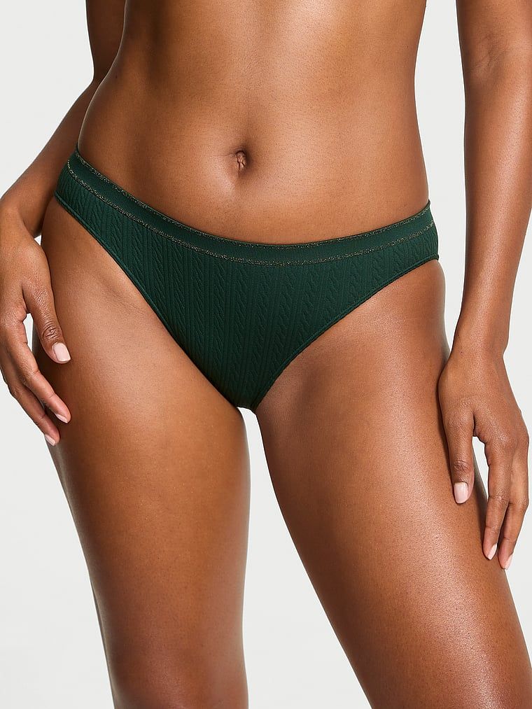 Majtki bezszwowe Cable-Knit Bikini. Produkt ma kolor zielony i pochodzi z kolekcji Seamless. 