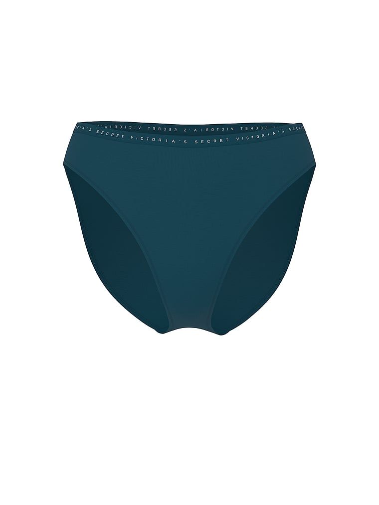 Majtki bawełniane figi z wysoko wyciętymi nogawkami High-Leg Brief. Produkt ma kolor niebieski i pochodzi z kolekcji Victoria's Secret. 