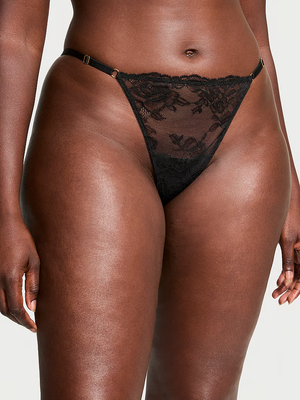 Very Sexy Stringi koronkowe z regulowanymi paskami Rose Lace V-String
