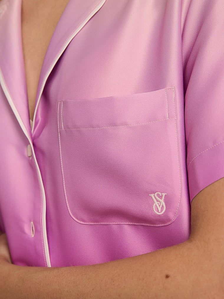 Victoria's Secret Piżama satynowa z krótkimi rękawami Glazed Ombre