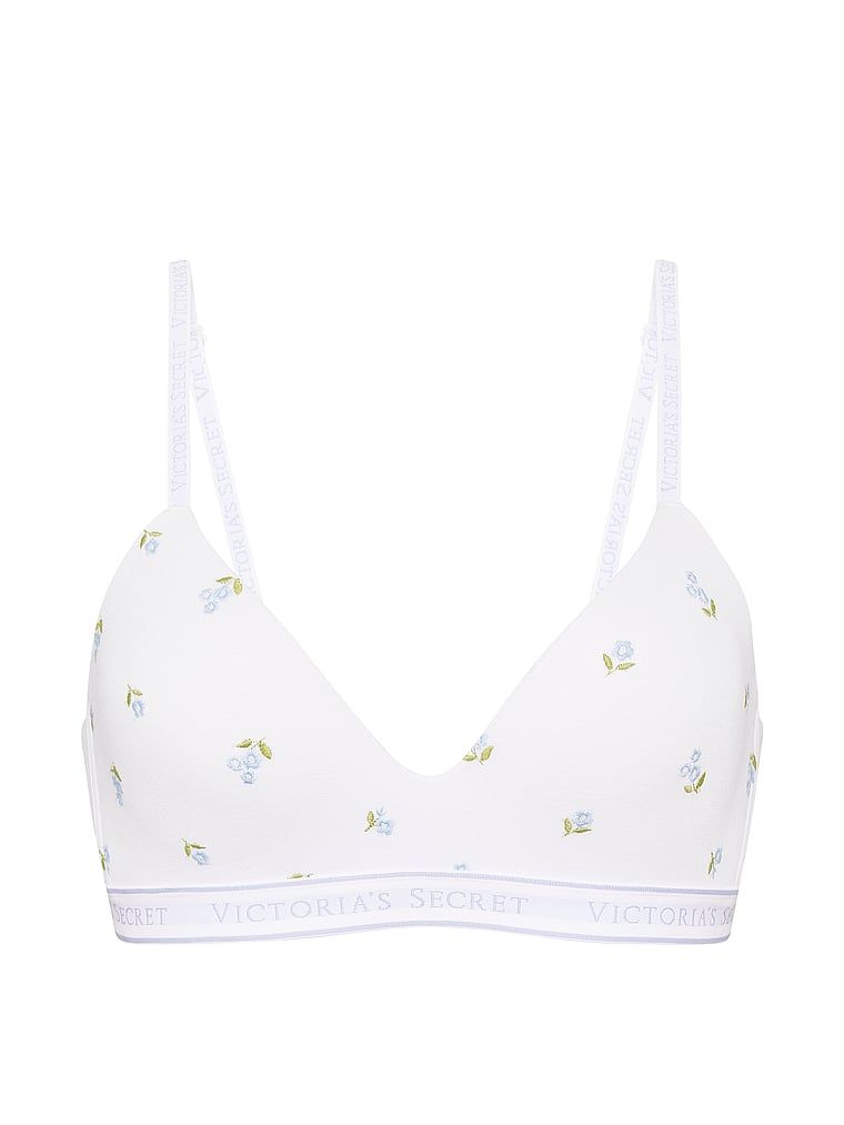 Biustonosz lekko usztywniany bawełniany bez fiszbin z haftem. Produkt jest wzorzysty i pochodzi z kolekcji T-shirt. 