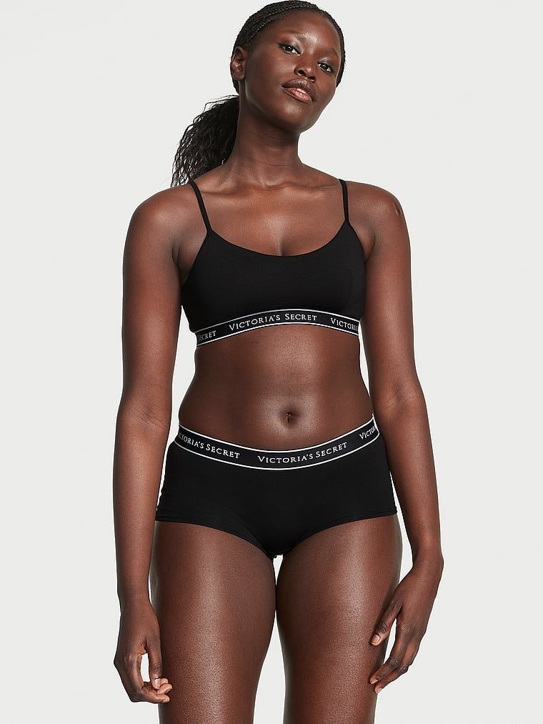 Cotton Majtki szorty bawełniane z logo w talii Boyshort