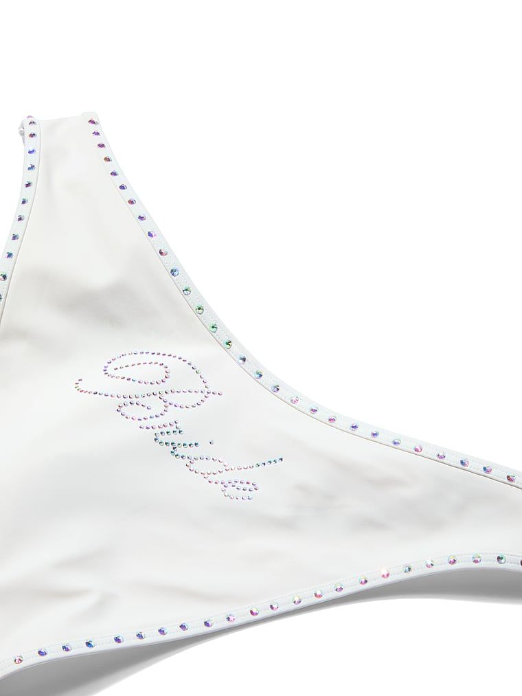 Dół od bikini dla panny młodej Bride Bridal Bling Brazilian. Produkt ma kolor biały i pochodzi z kolekcji Victoria's Secret Swim. 