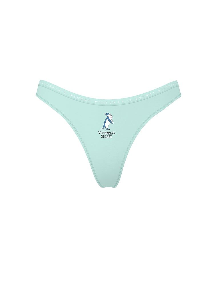 Stringi bawełniane High-Leg Scoop. Produkt ma kolor niebieski i pochodzi z kolekcji Victoria's Secret. 