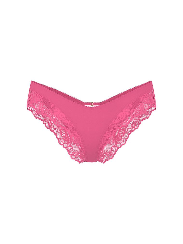 Majtki z koronką na krawędziach i wysoko wyciętymi nogawkami Lace-Trim Cheeky. Produkt ma kolor różowy i pochodzi z kolekcji Very Sexy. 