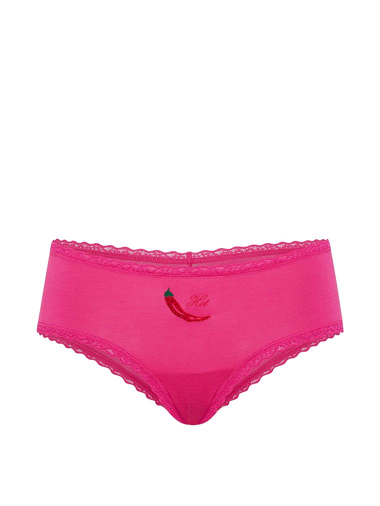 Majtki bawełniane z koronką na krawędziach Lace-Waist Cheeky. Produkt ma kolor różowy i pochodzi z kolekcji Lace Trim. 