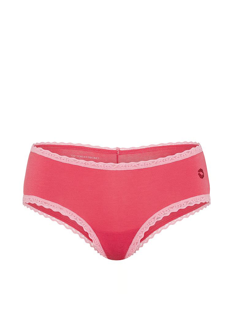 Majtki bawełniane z koronką na krawędziach Lace-Waist Cheeky. Produkt ma kolor czerwony i pochodzi z kolekcji Lace Trim. 
