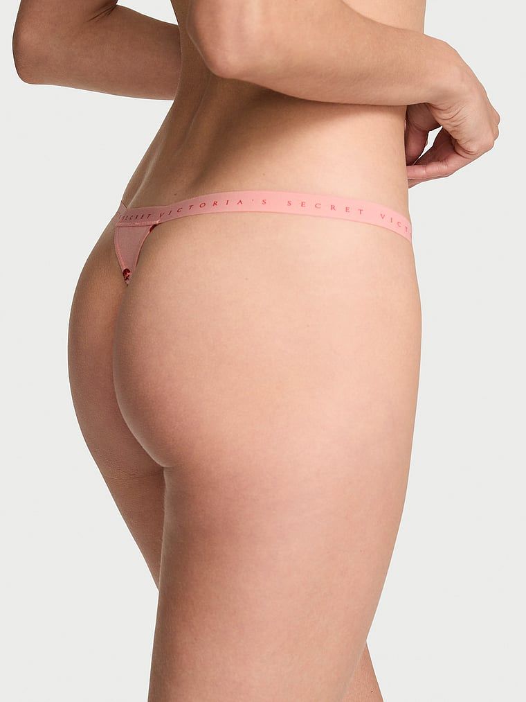 Stringi bawełniane Stretch Cotton. Produkt ma kolor wzorzysty i pochodzi z kolekcji Victoria's Secret. 