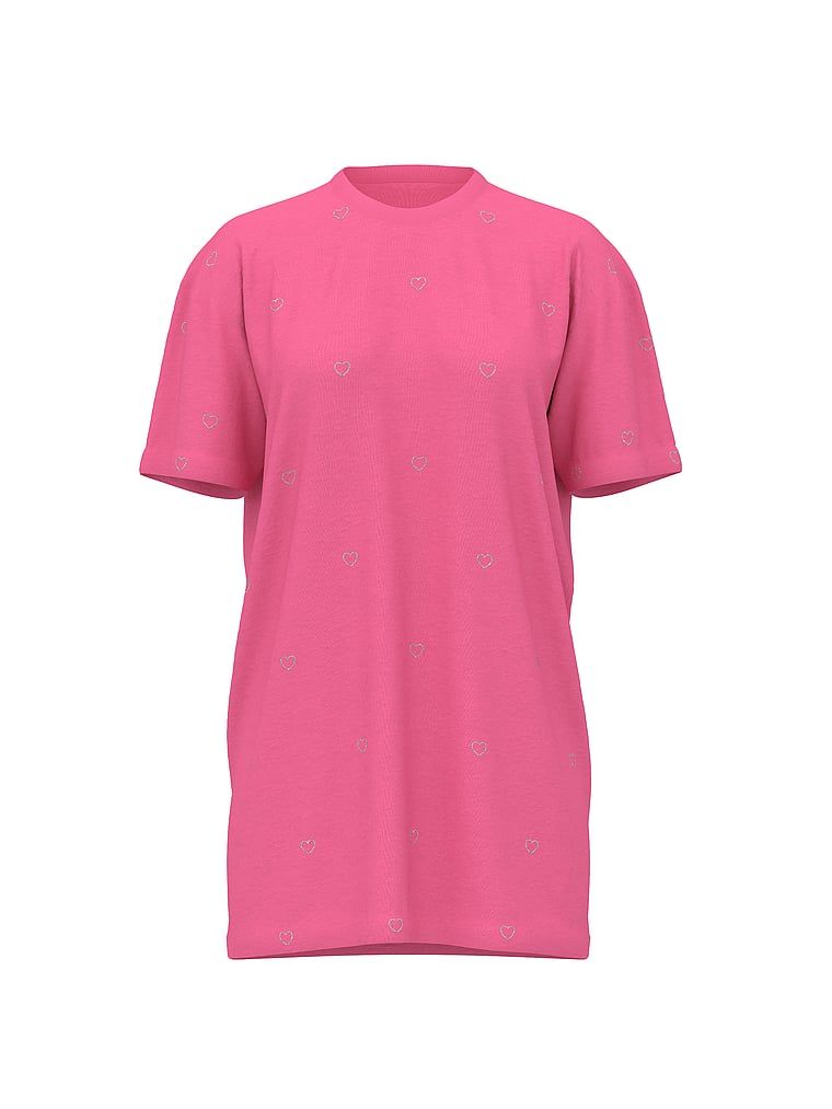 T-shirt bawełniany do spania oversize. Produkt ma kolor różowy i pochodzi z kolekcji Victoria's Secret. 