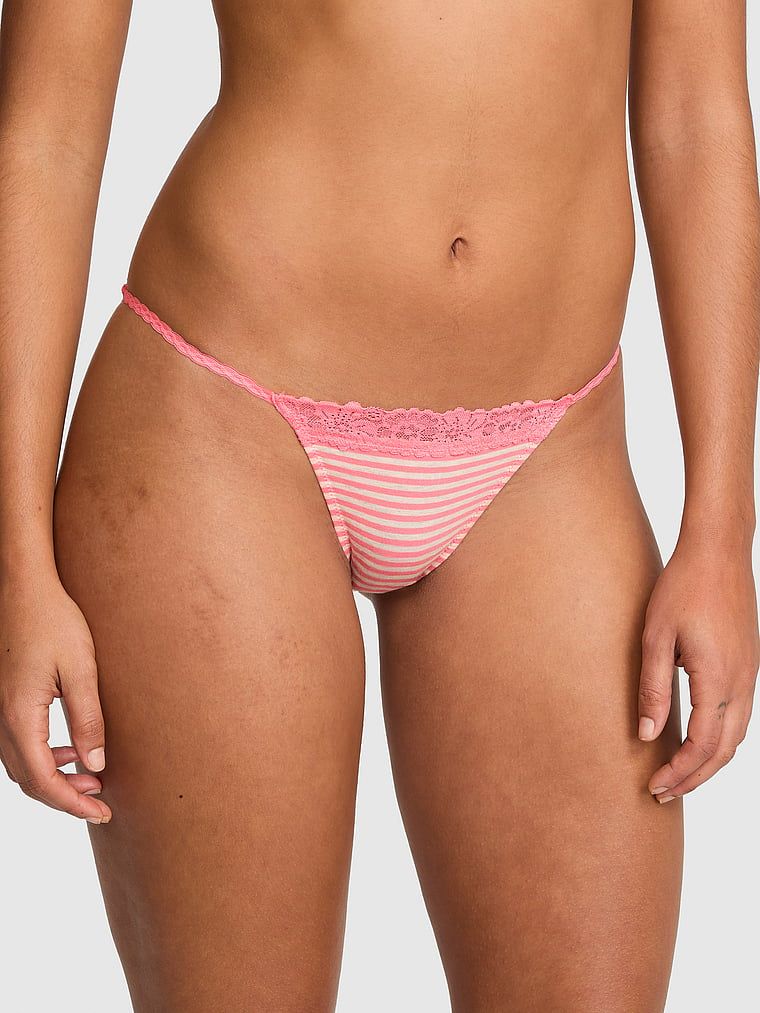 Bawełniane majtki bikini z koronkowym wykończeniem