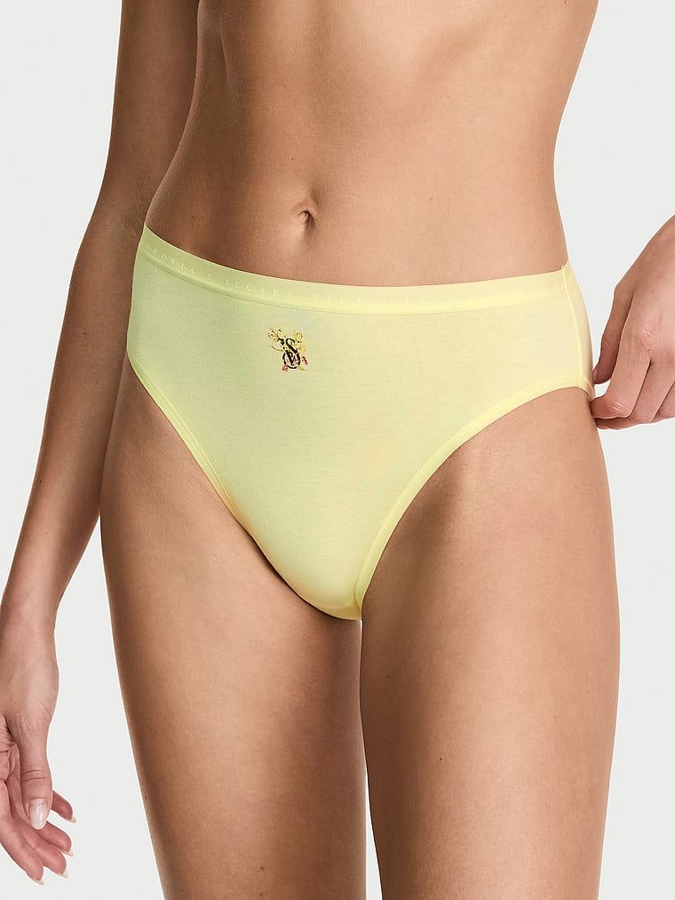 Victoria's Secret Majtki bawełniane figi z wysoko wyciętymi nogawkami High-Leg Brief