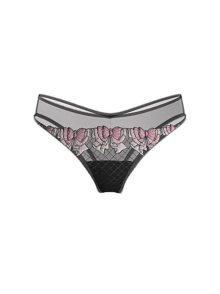 Majtki z siateczki Tease Bow Cheeky. Produkt jest wzorzysty i pochodzi z kolekcji Victoria's Secret. 