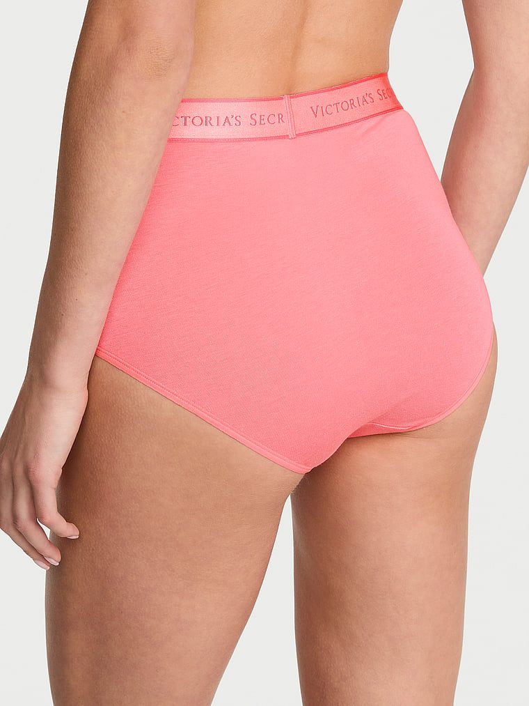 Majtki bawełniane figi z logo marki z wysokim stanem. Produkt ma kolor różowy i pochodzi z kolekcji Cotton. 