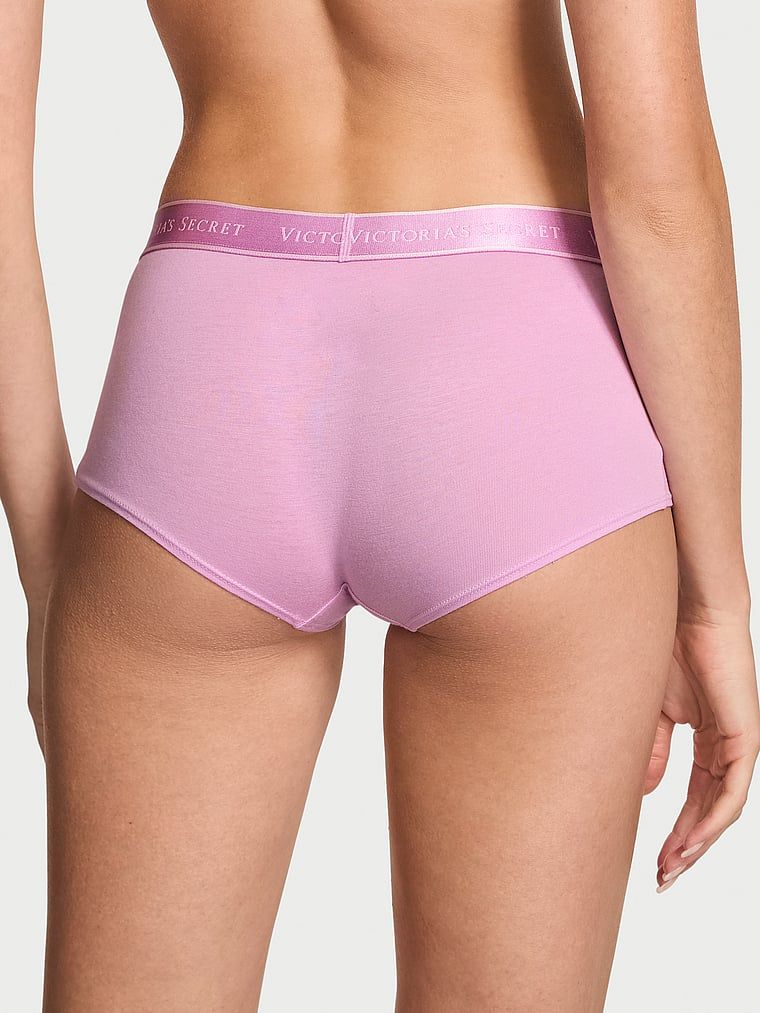 Cotton Majtki szorty bawełniane z logo w talii Boyshort