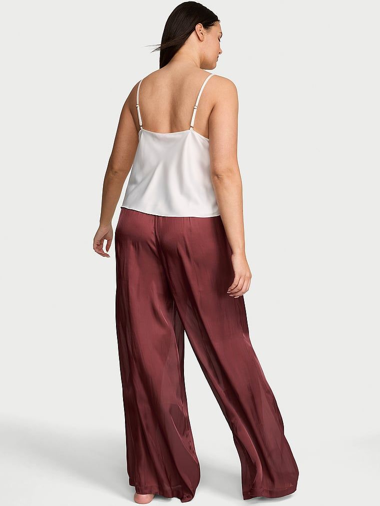 Spodnie satynowe do spania Luxe Sheer. Produkt ma kolor brązowy i pochodzi z kolekcji Victoria's Secret. 