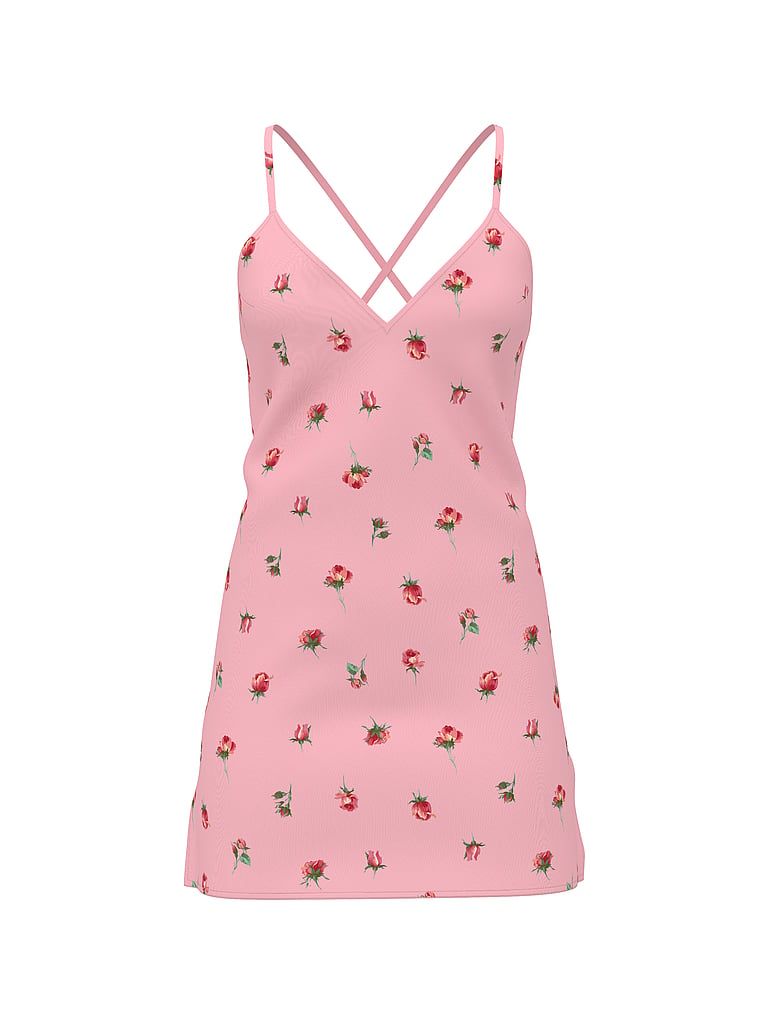 Victoria's Secret Koszulka nocna satynowa na cienkich ramiączkach odsłaniająca plecy Open-Back Slip