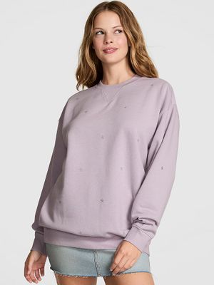 PINK Bluza bawełniana oversize Ivy Fleece Crew