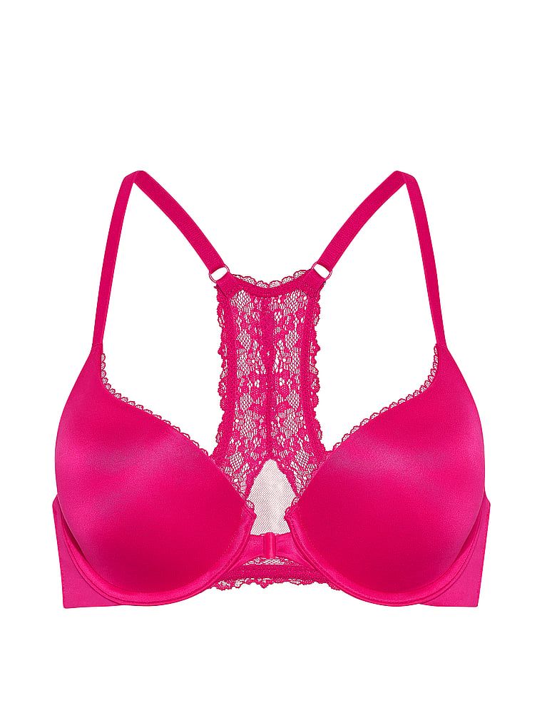 Biustonosz push-up zapinany z przodu Racerback. Produkt ma kolor różowy i pochodzi z kolekcji Body by Victoria. 