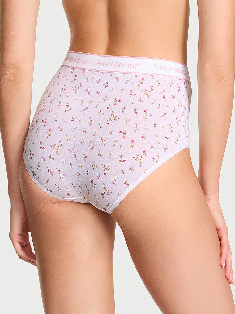 Majtki bawełniane figi z logo marki z wysokim stanem. Produkt ma wzór kwiatowy i pochodzi z kolekcji Cotton. 