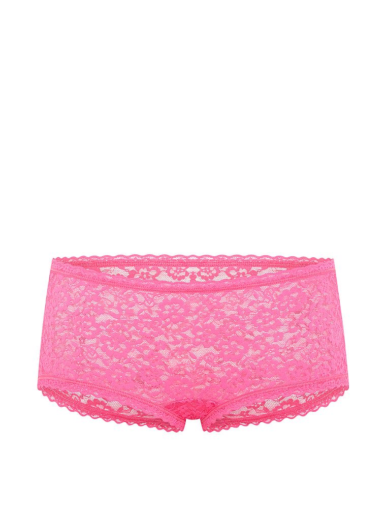 Majtki koronkowe szorty z niskim stanem Boyshort. Produkt ma kolor różowy i pochodzi z kolekcji Lacie. 