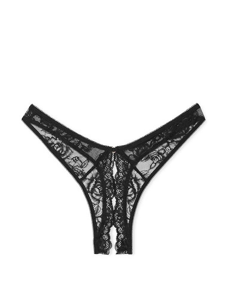 Stringi bez kroku Rose Lace. Produkt ma kolor czarny i pochodzi z kolekcji Very Sexy. 