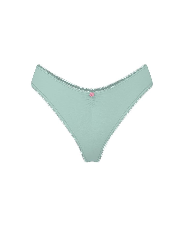Stringi bawełniane z siateczką z tyłu Heart Lace. Produkt ma kolor niebieski i pochodzi z kolekcji Victoria's Secret. 