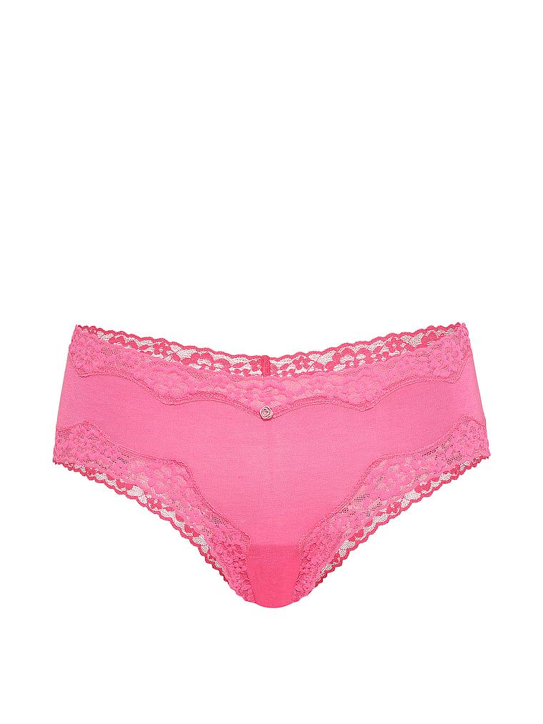 Majtki bawełniane z koronką na krawędziach Lace-Waist Cheeky. Produkt ma kolor różowy i pochodzi z kolekcji Lace Trim. 